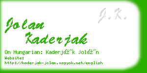 jolan kaderjak business card